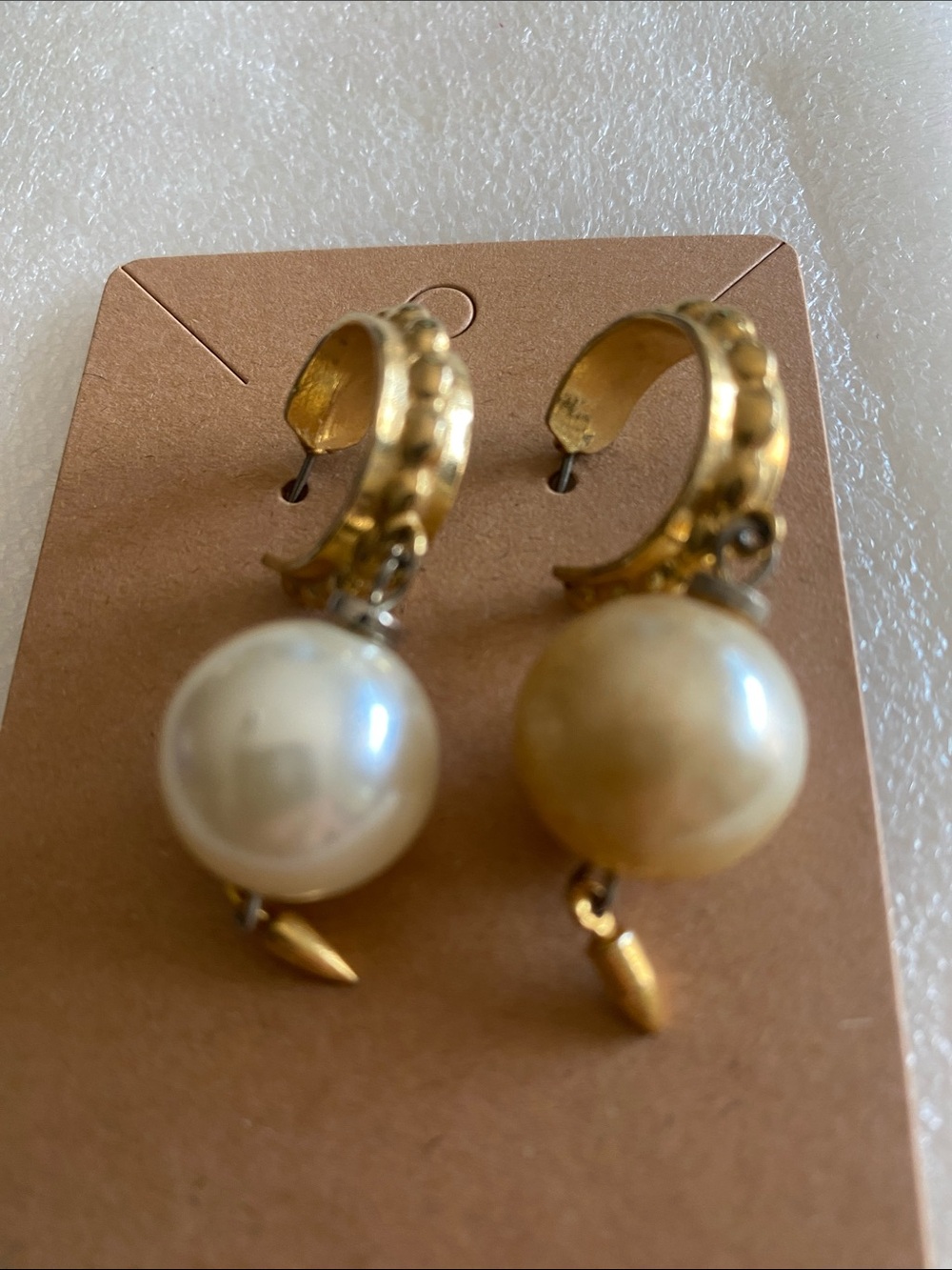 Gold-Tone Pearl Drop Hoop Earrings - Classic Women's Jewelry